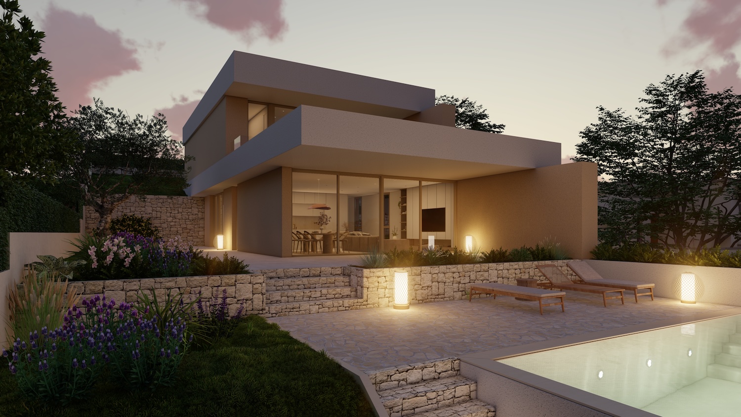 Casa COSSE es una vivienda unifamiliar en Salou con vistas al mar, arquitectura mediterránea, diseño minimalista y amplios espacios exteriores.