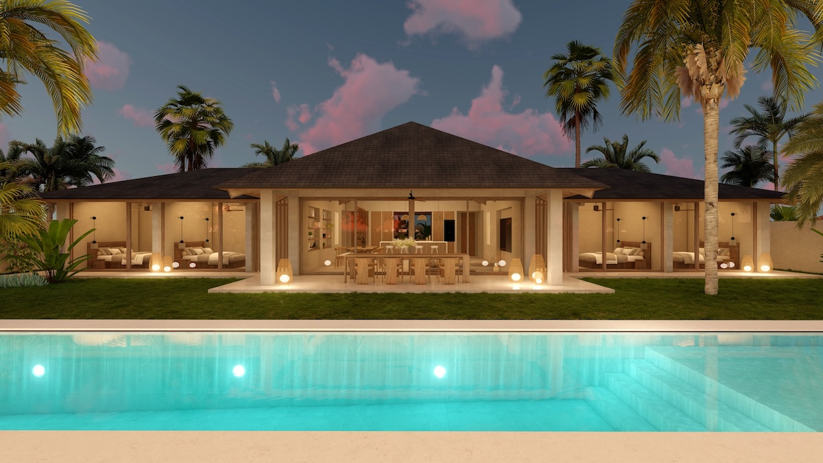 Arquitectura balinesa contemporánea en villa de lujo en Bali Indonesia