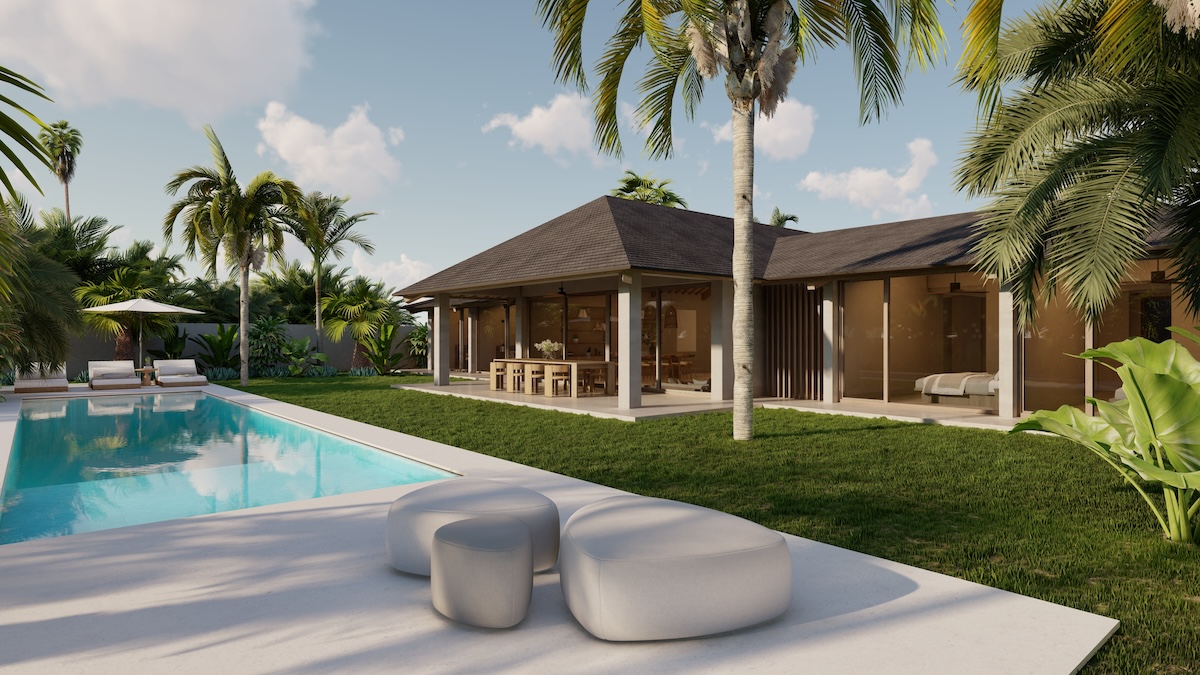 Twins Villas en Kaba-Kaba Bali rodeadas de campos de arroz y vegetación tropical